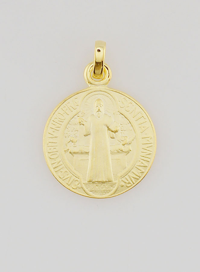 Medalla de San Benito bañada en oro - 16 mm (pic 1)