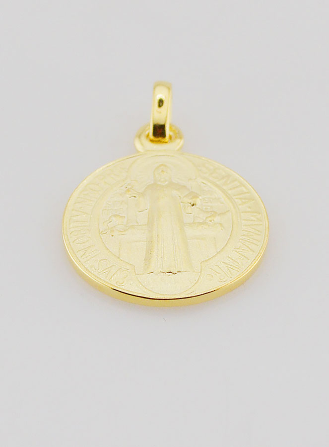 Medalla de San Benito bañada en oro - 16 mm (pic 2)