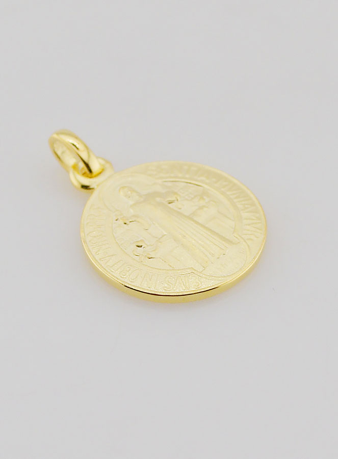 Medalla de San Benito bañada en oro - 16 mm (pic 3)