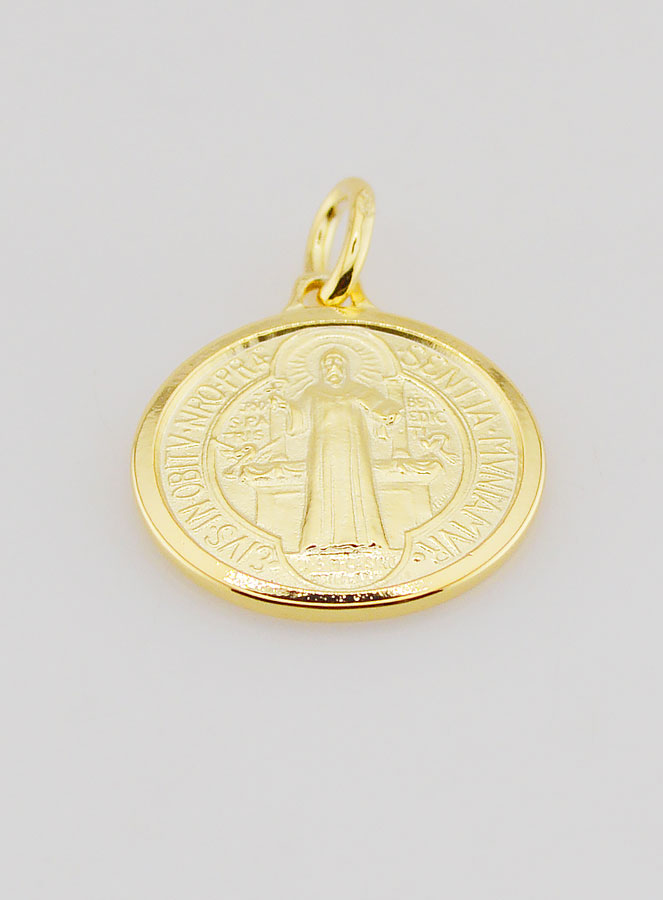 Medalla de San Benito bañada en oro con bordes - 18 mm (pic 2)