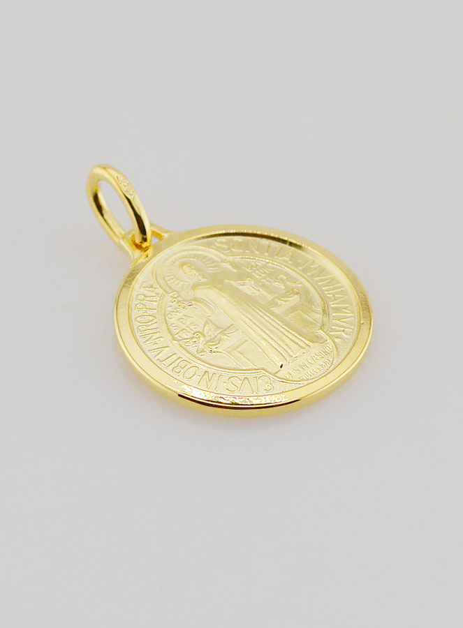 Medalla de San Benito bañada en oro con bordes - 18 mm (pic 3)