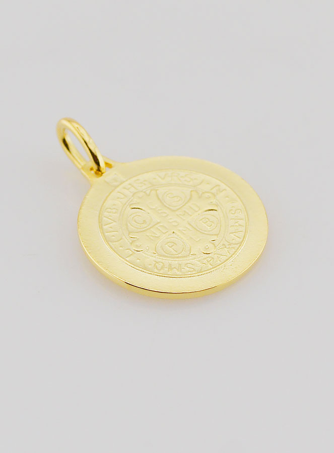Medalla de San Benito bañada en oro con bordes - 18 mm (pic 4)