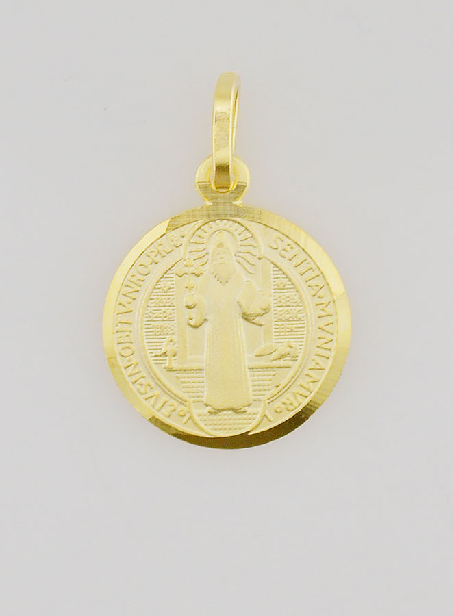 Medalla de San Benito bañada en oro - 14 mm (pic 1)