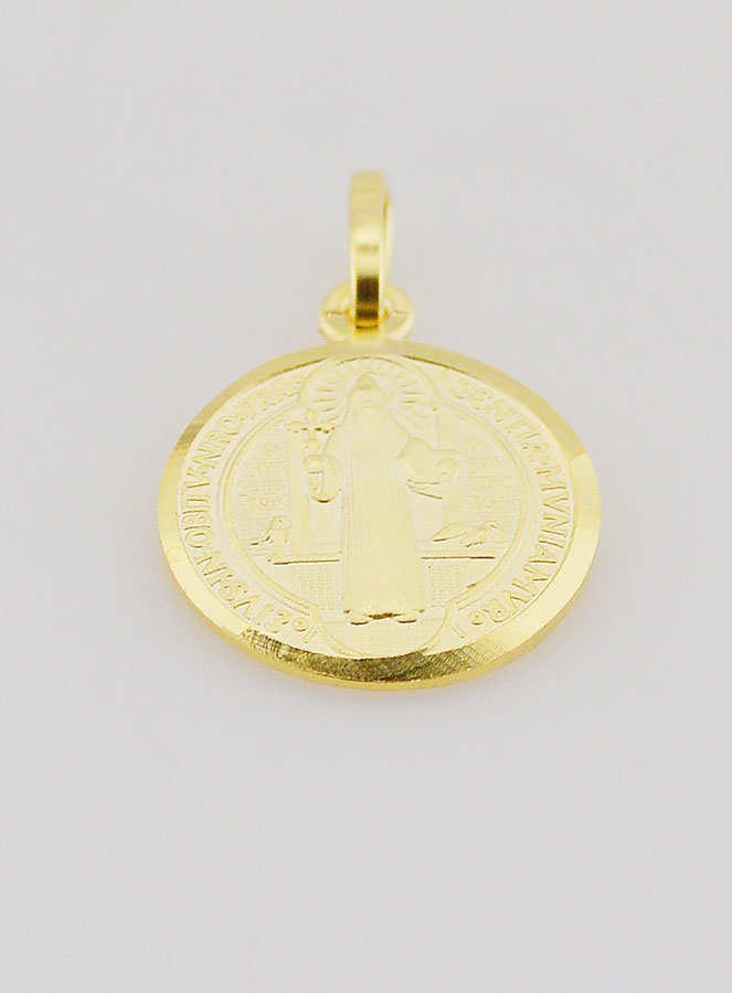 Medalla de San Benito bañada en oro - 14 mm (pic 2)