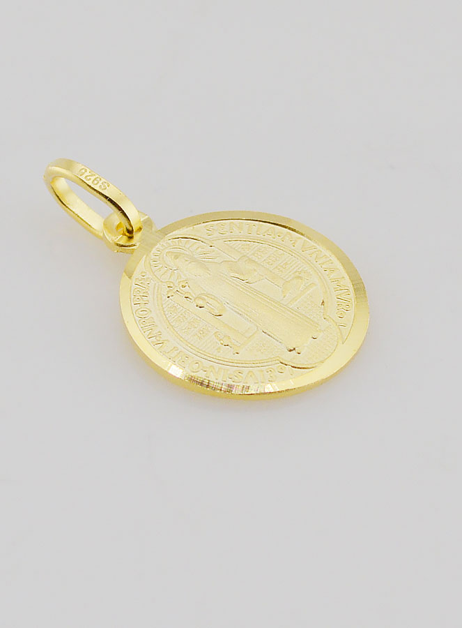 Medalla de San Benito bañada en oro - 14 mm (pic 3)