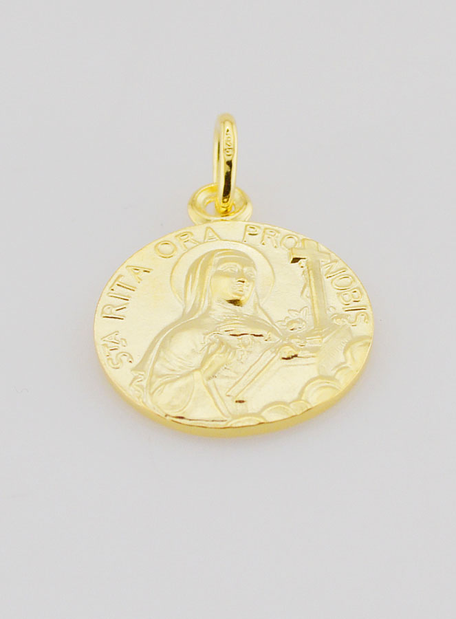 Medalla bañada en oro de Santa Rita - 18 mm (pic 2)