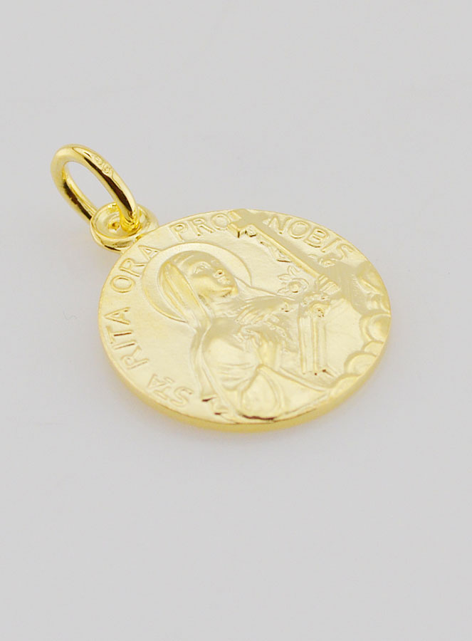 Medalla bañada en oro de Santa Rita - 18 mm (pic 3)