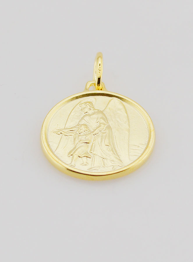 Medalla del Ángel de la Guarda y el Niño Jesús bañada en oro - 18 mm (pic 2)