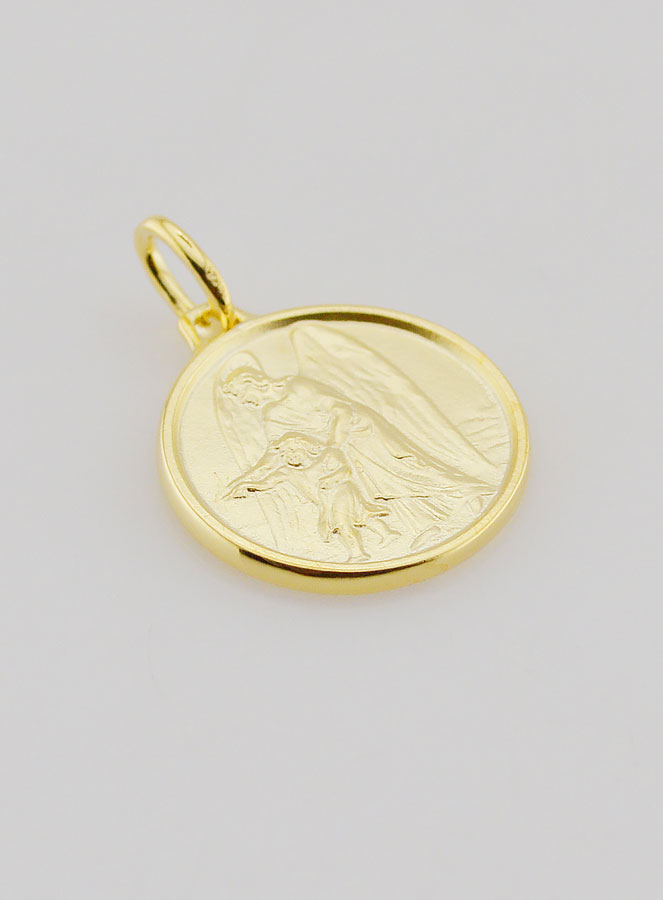 Medalla del Ángel de la Guarda y el Niño Jesús bañada en oro - 18 mm (pic 3)