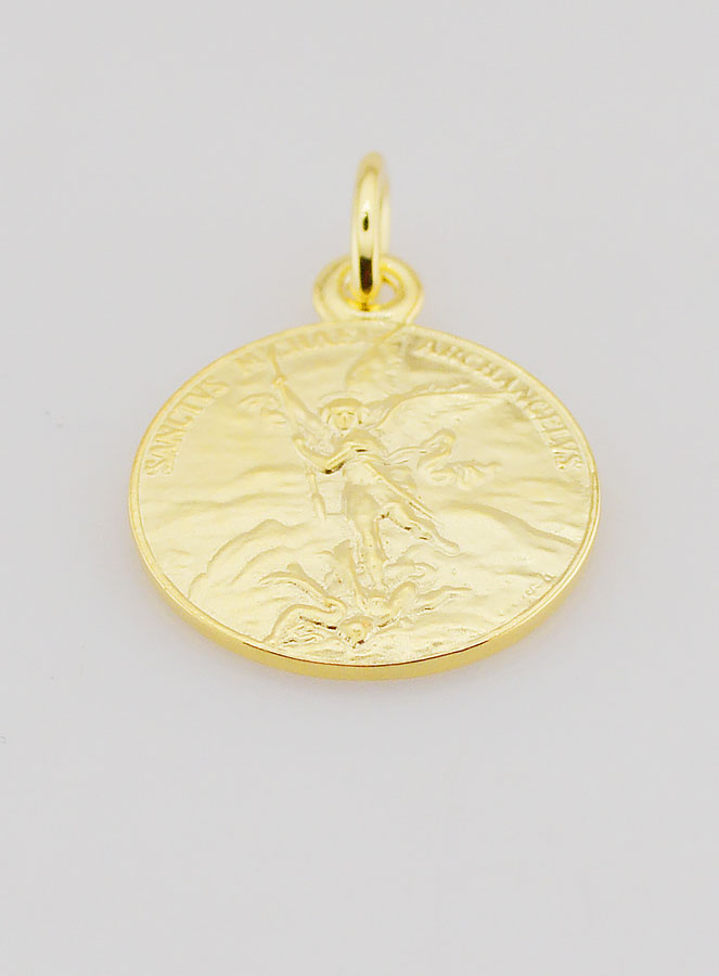 Medalla de San Miguel Arcángel bañada en oro - 18 mm (pic 2)