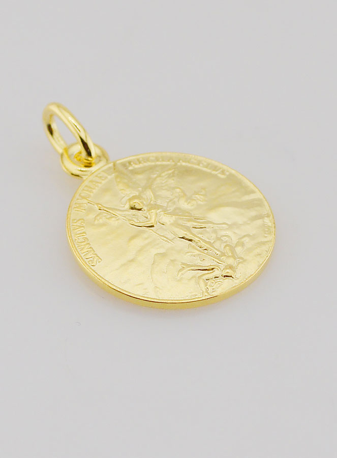 Medalla de San Miguel Arcángel bañada en oro - 18 mm (pic 3)