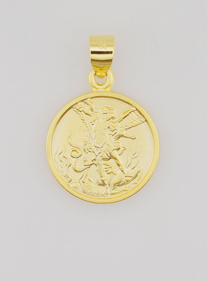 Medalla de San Miguel Arcángel bañada en oro - 14 mm (pic 1)