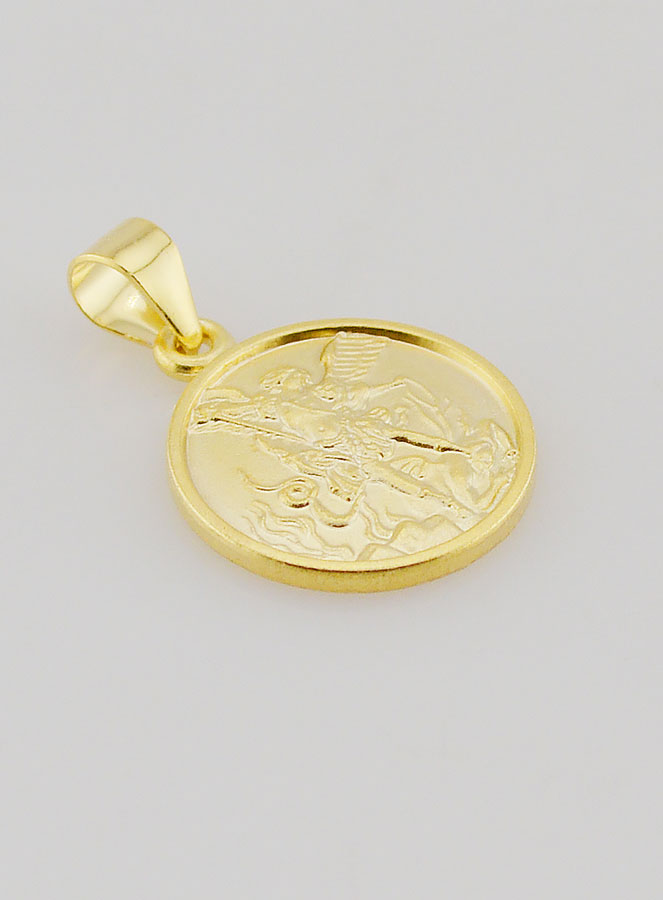 Medalla de San Miguel Arcángel bañada en oro - 14 mm (pic 3)