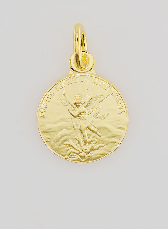 Medalla de San Miguel Arcángel bañada en oro - 14 mm (pic 1)