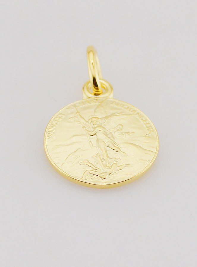 Medalla de San Miguel Arcángel bañada en oro - 14 mm (pic 2)