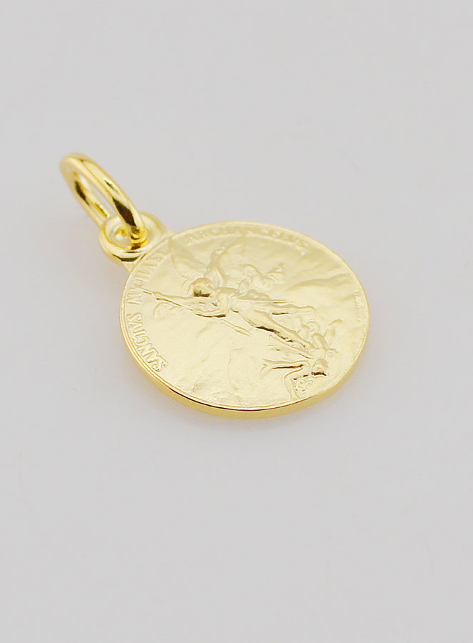 Medalla de San Miguel Arcángel bañada en oro - 14 mm (pic 3)