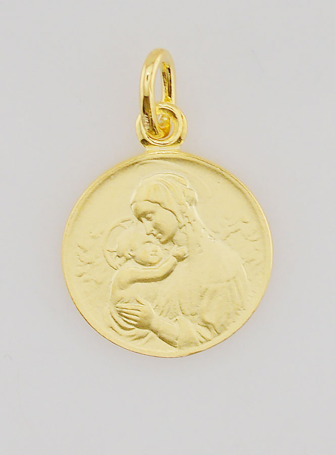 Medalla de la Virgen de Botticelli bañada en oro - 16 mm (pic 1)