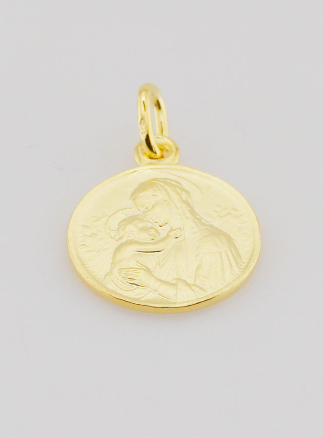 Medalla de la Virgen de Botticelli bañada en oro - 16 mm (pic 2)