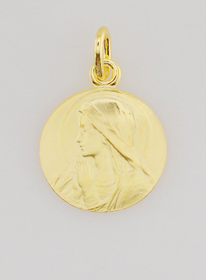 Medalla Virgen en Oración bañada en oro - 16 mm (pic 1)