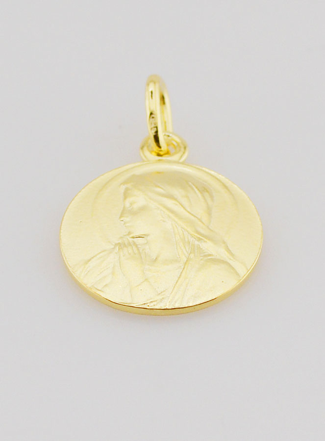 Medalla Virgen en Oración bañada en oro - 16 mm (pic 2)