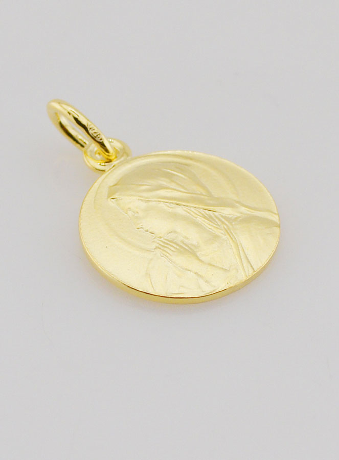 Medalla Virgen en Oración bañada en oro - 16 mm (pic 3)