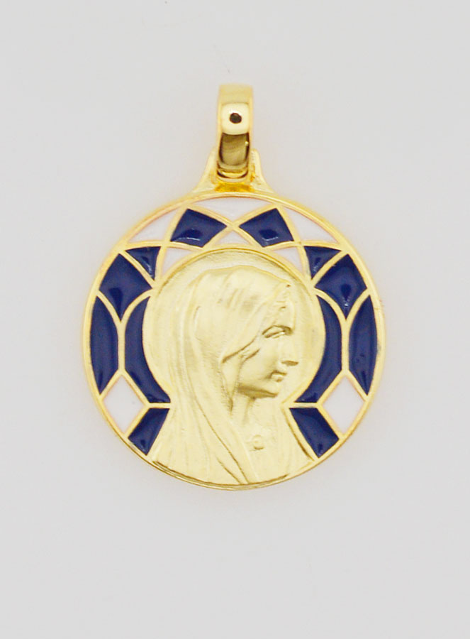 Medalla de la Virgen María y Lourdes de doble cara - 18 mm (pic 1)
