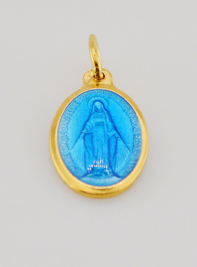 Medalla Milagrosa en Plata Dorada y Esmalte - 17 mm (pic 2)