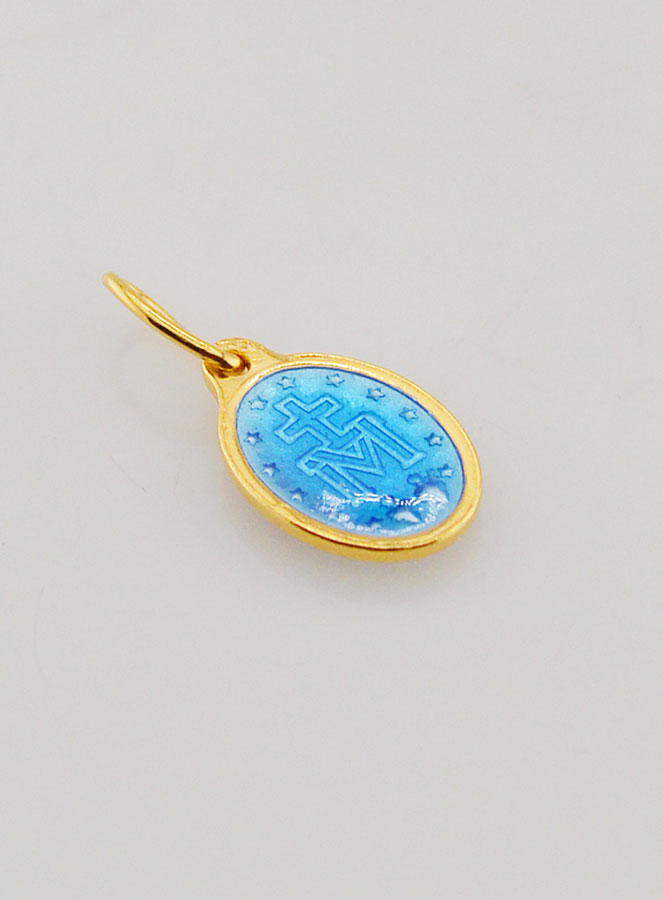 Medalla Milagrosa en Plata Dorada y Esmalte - 10 mm (pic 4)