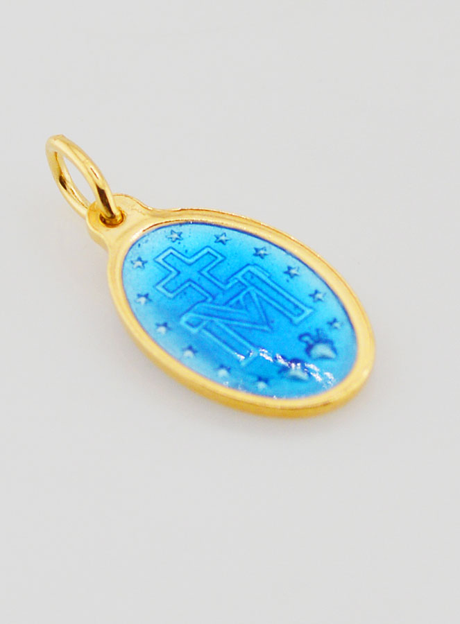 Medalla Milagrosa de Esmalte Azul - 17 mm (pic 4)