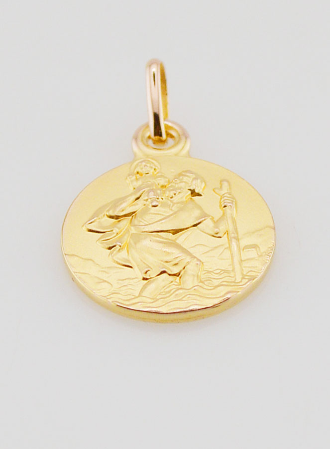 Medalla de San Cristóbal bañada en oro - 14 mm (pic 2)