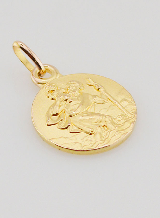 Medalla de San Cristóbal bañada en oro - 14 mm (pic 3)