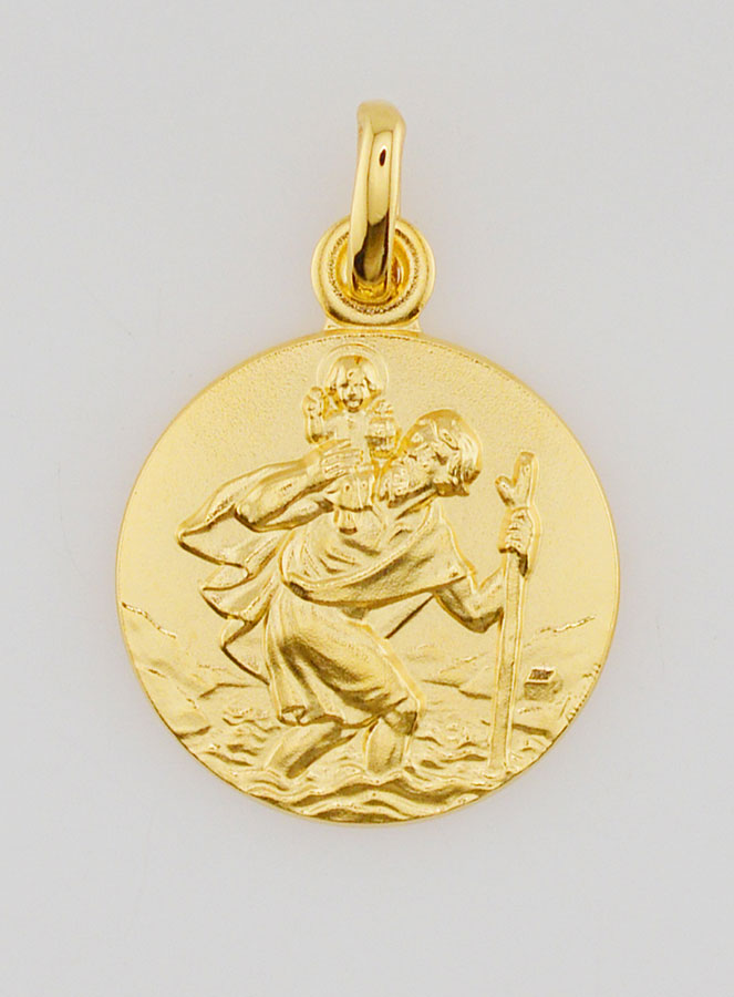 Medalla de San Cristóbal bañada en oro - 18 mm (pic 1)