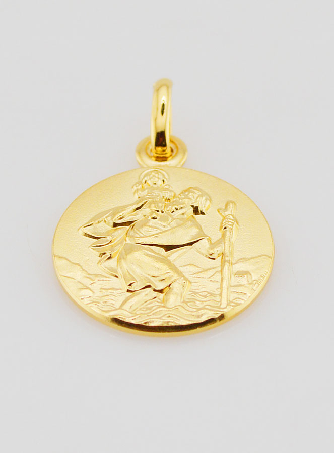 Medalla de San Cristóbal bañada en oro - 18 mm (pic 2)