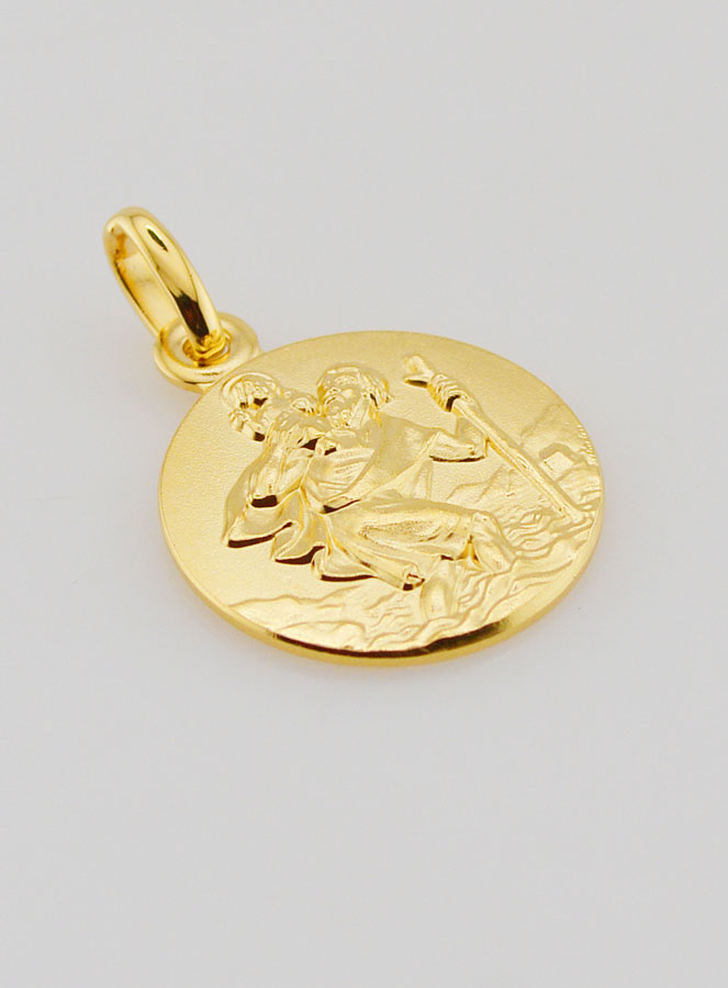 Medalla de San Cristóbal bañada en oro - 18 mm (pic 3)