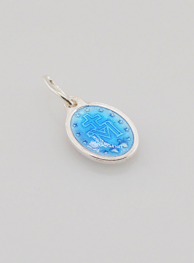 Medalla Milagrosa en Plata y Esmalte Azul - 10 mm (pic 4)