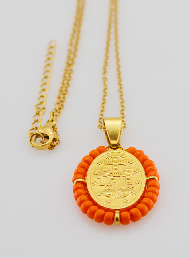 Medalla Milagrosa + Cadena - Cuentas Naranjas (pic 3)