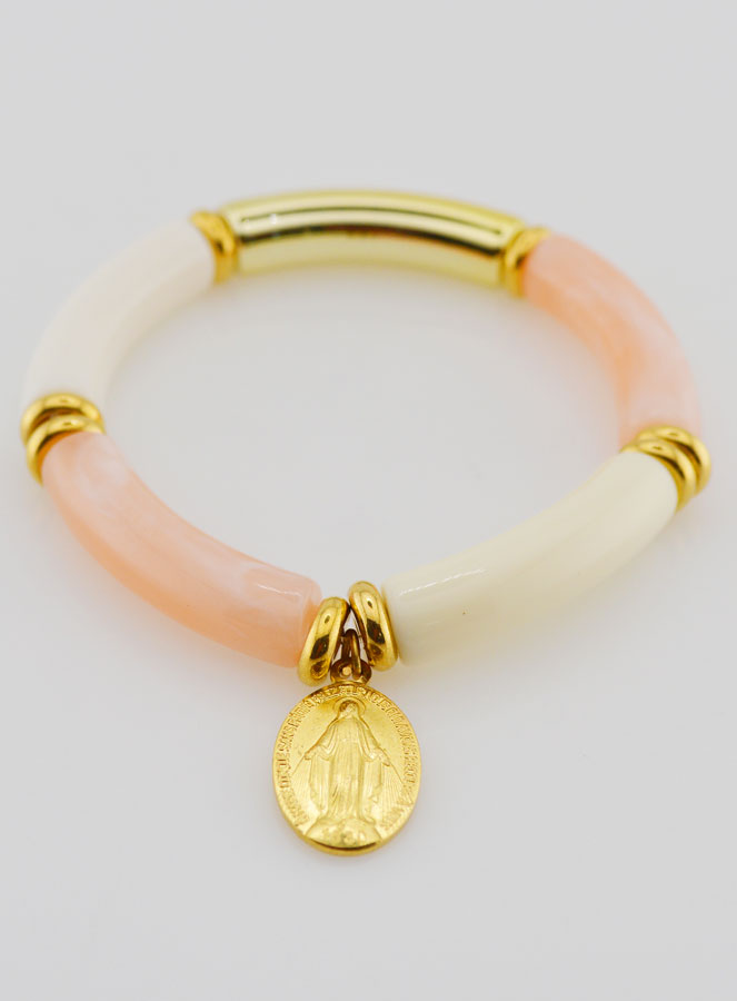Pulsera religiosa Medalla Milagrosa - Rosa Jaspeado (pic 2)