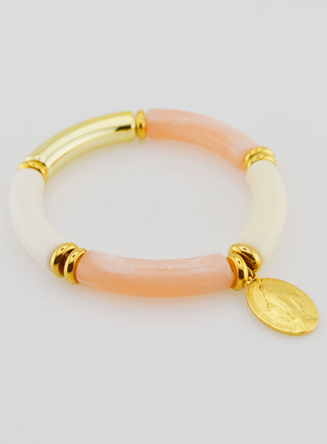 Pulsera religiosa Medalla Milagrosa - Rosa Jaspeado (pic 3)