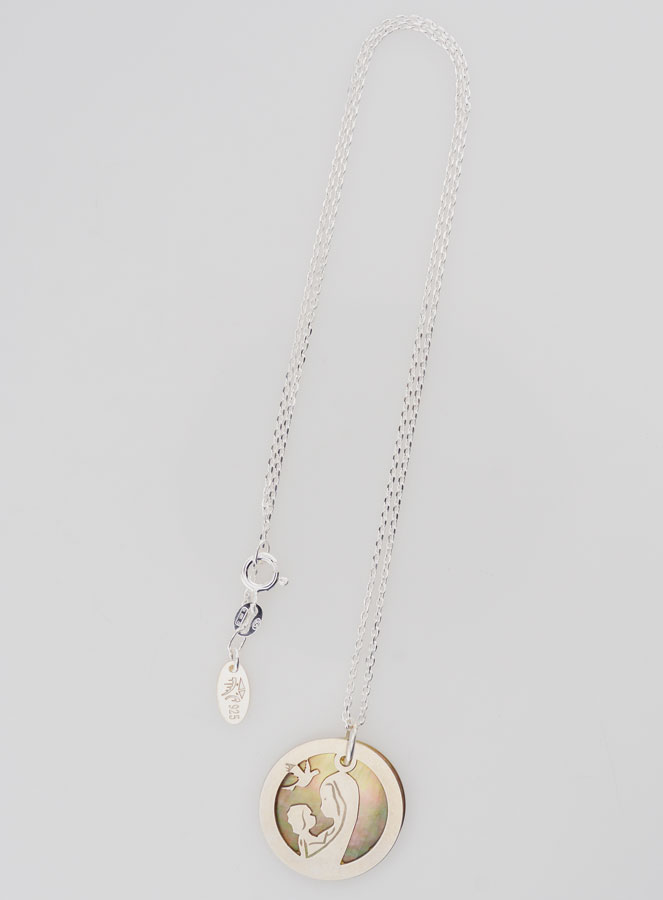Collar de la Virgen con el Niño y la Paloma - Plata y Nácar (pic 3)