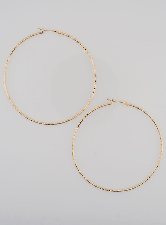 Pendientes de aros trenzados chapados en oro - 70 mm (pic 1)