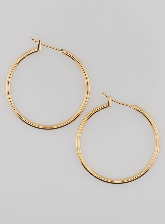 Pendientes de aro chapados en oro - 30 mm (pic 1)