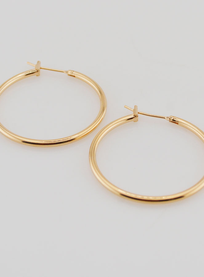 Pendientes de aro chapados en oro - 30 mm (pic 2)