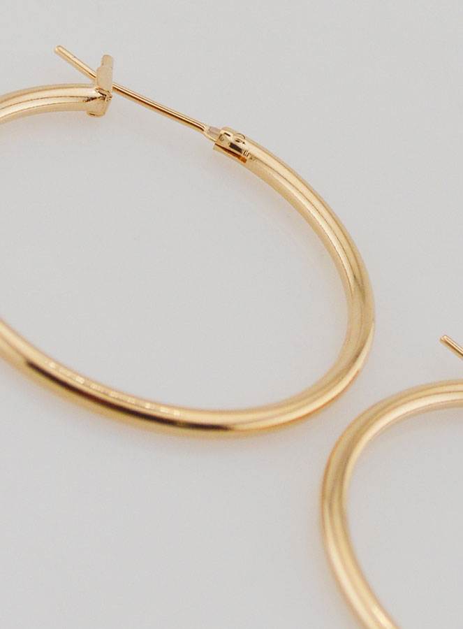 Pendientes de aro chapados en oro - 30 mm (pic 3)