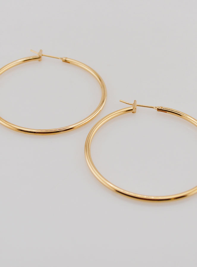 Pendientes de aro chapados en oro - 40 mm (pic 2)