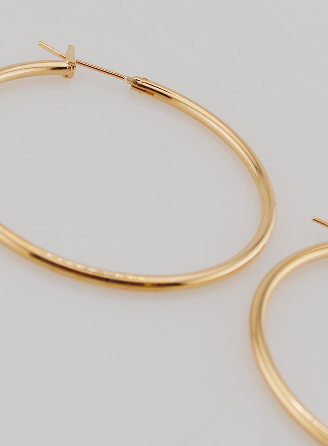 Pendientes de aro chapados en oro - 40 mm (pic 3)