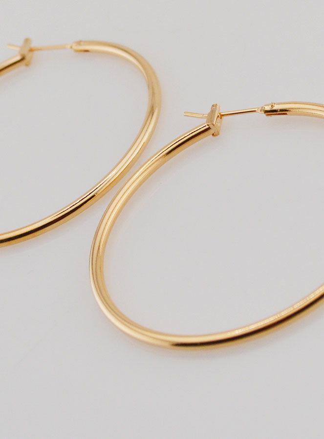 Pendientes de aro chapados en oro - 40 mm (pic 4)