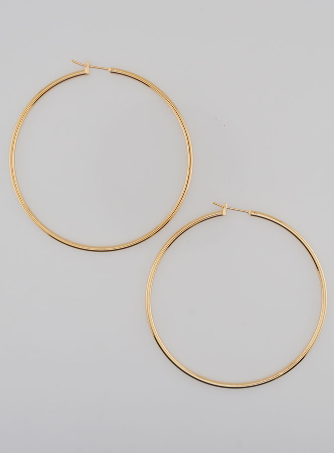 Pendientes de aro chapados en oro - 60 mm (pic 1)