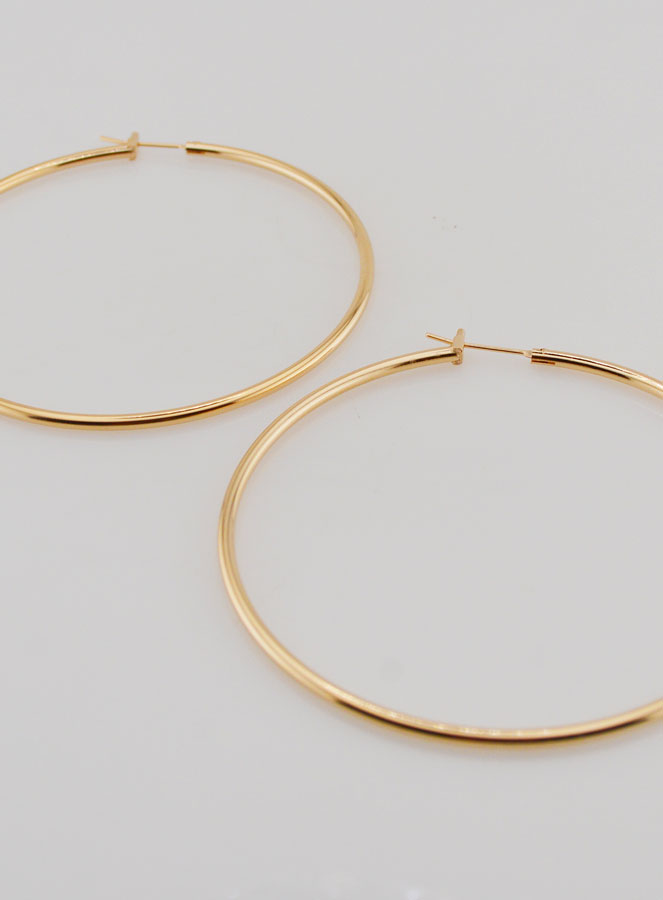Pendientes de aro chapados en oro - 60 mm (pic 2)