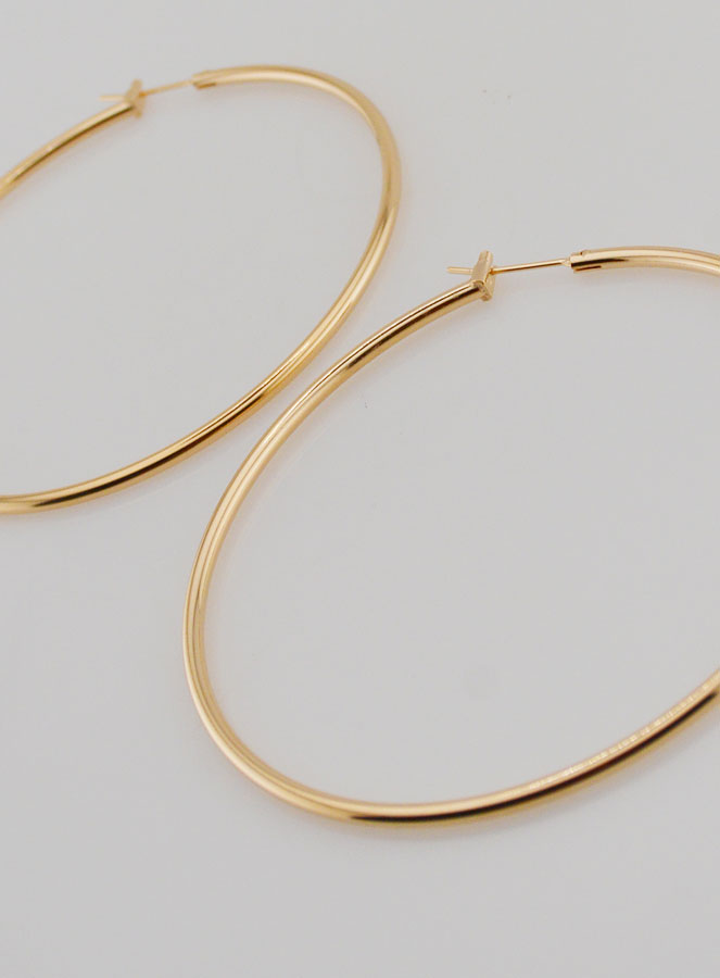 Pendientes de aro chapados en oro - 60 mm (pic 4)