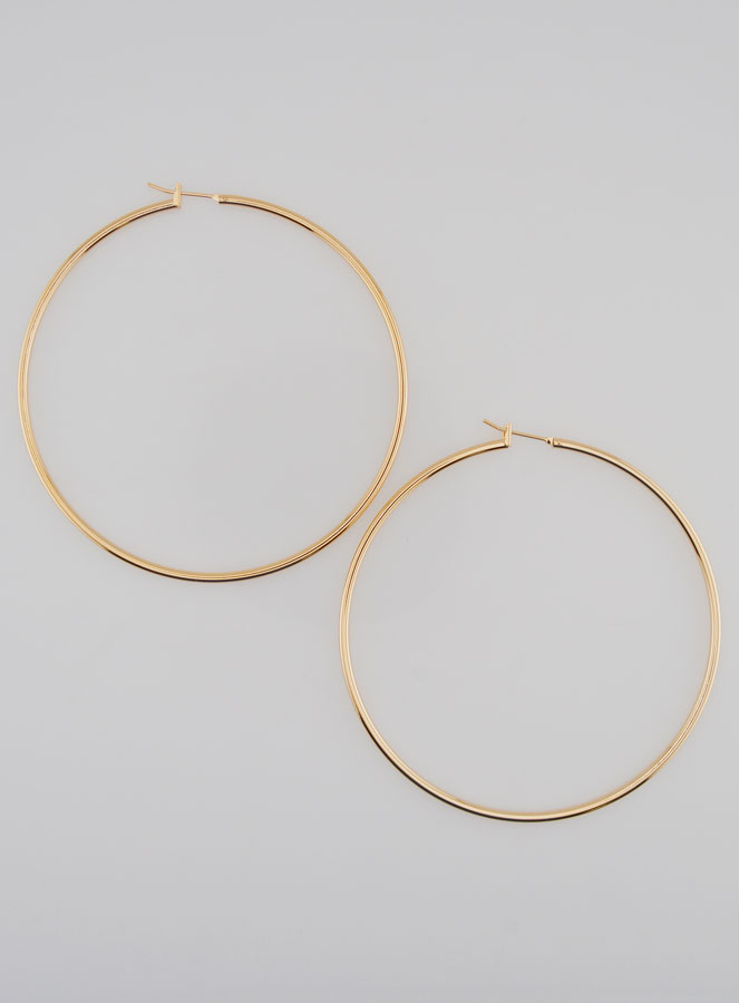 Pendientes de aro chapados en oro - 70 mm (pic 1)